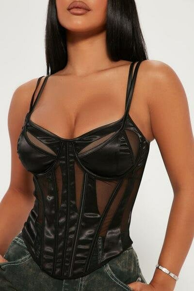 Corset en cuir noir transparent