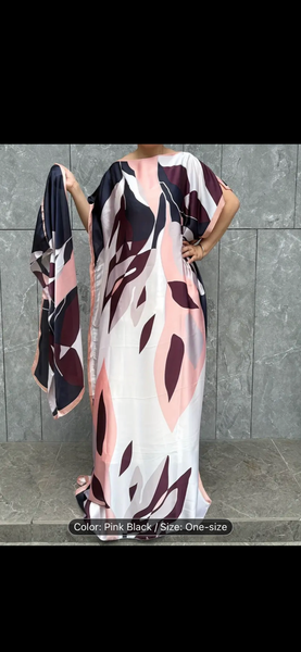 Women's Floral Maxi Dress with Scarf