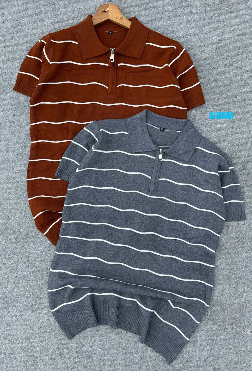 Polo en tricot rayé chic