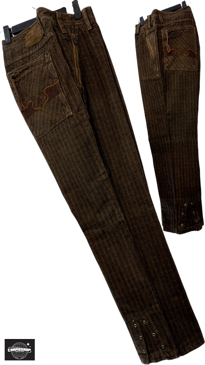 Pantalon cargo rayé marron