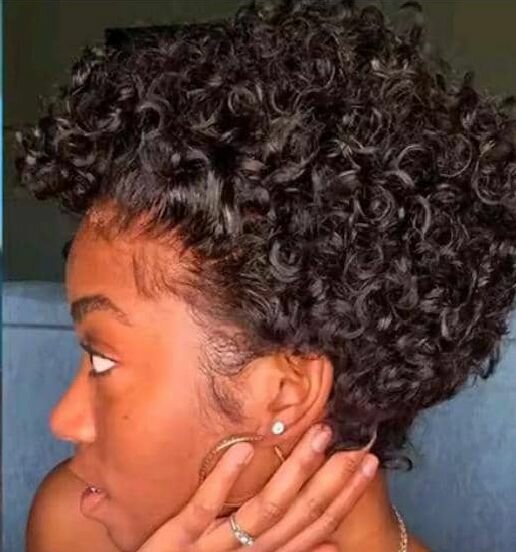 Perruque pixie curly noirCourt