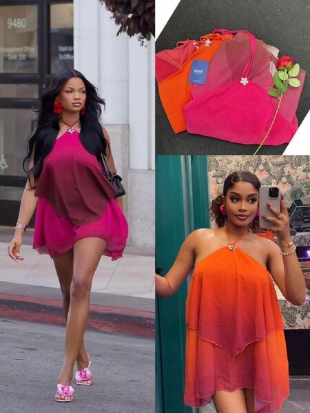 Robe courte en voile dégradé