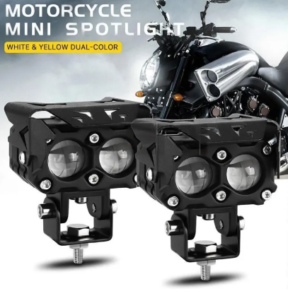 Spot Light Dual Color Light 2 Lens For Bike & Cars 2 Pcs Set