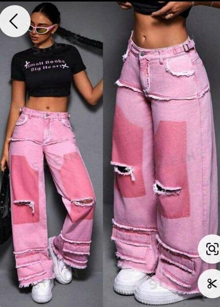 Jean large rose décontracté