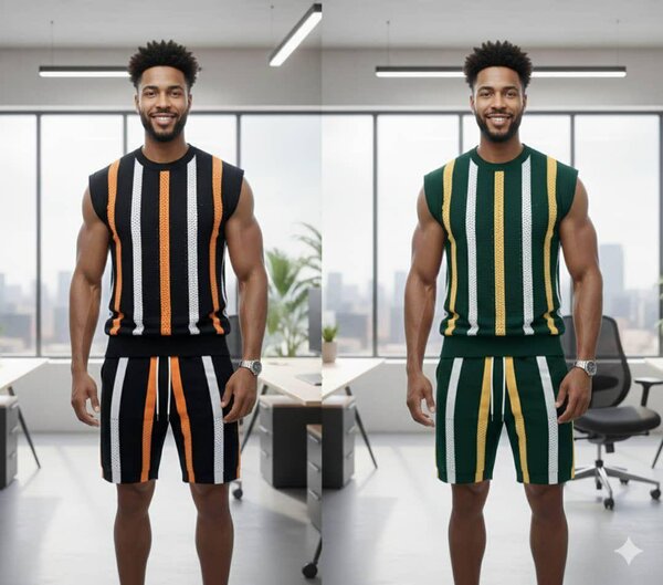 Ensemble sportif rayé homme