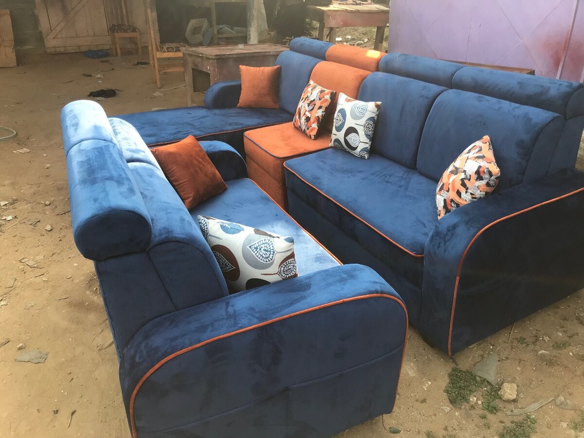 Canapé Modulaire Bleu Velours