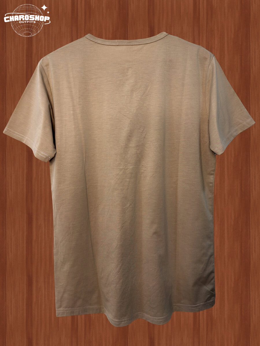 T-shirt marron col boutonné