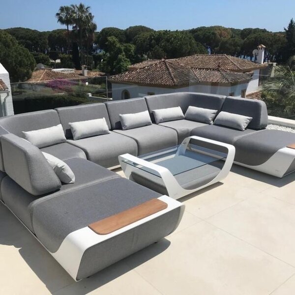 Salon moderne en tissu gris