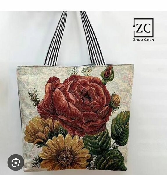 Sac cabas floral brodé