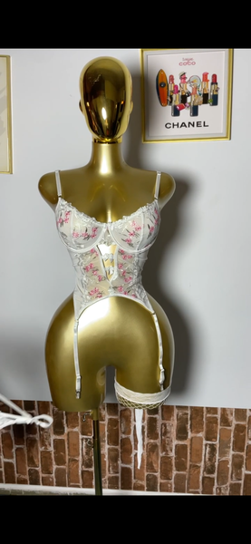 Body en dentelle fleuri blanc