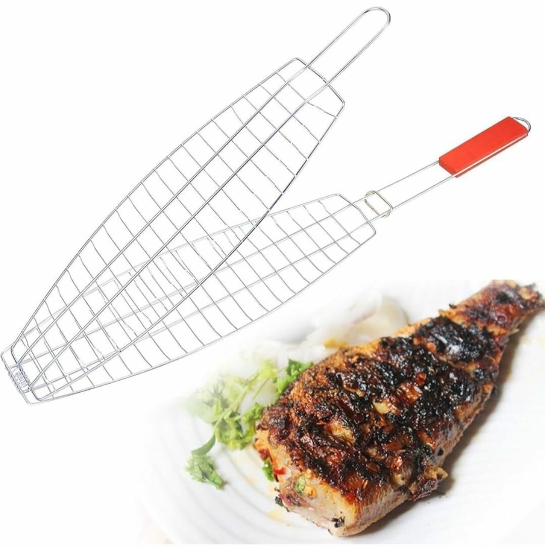 Grille a barbecue en forme de poisson.