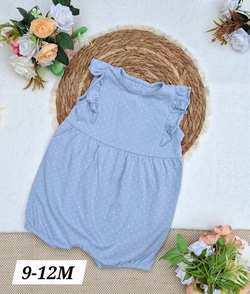 Barboteuse bébé bleue à pois