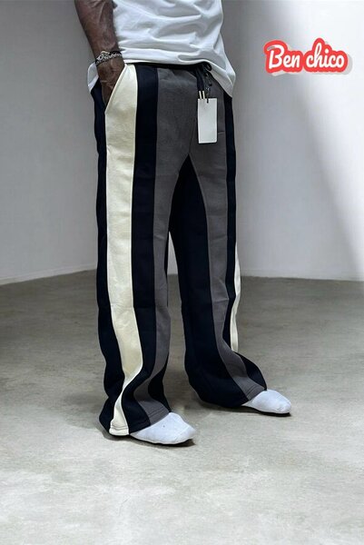 Pantalon large rayé homme