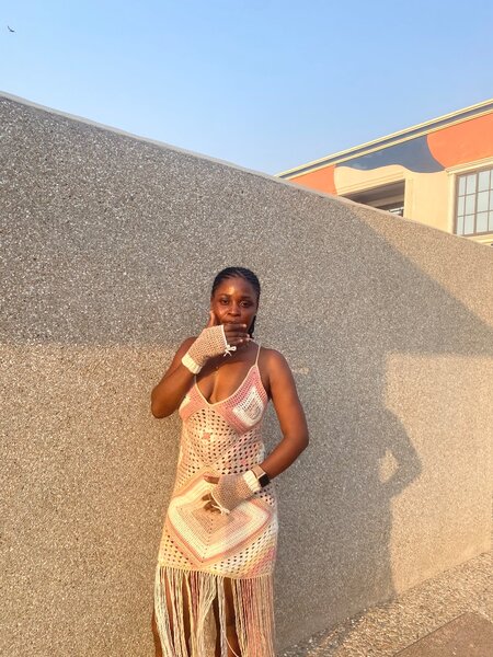 Anny Granny Square Dress with Hand Warmer