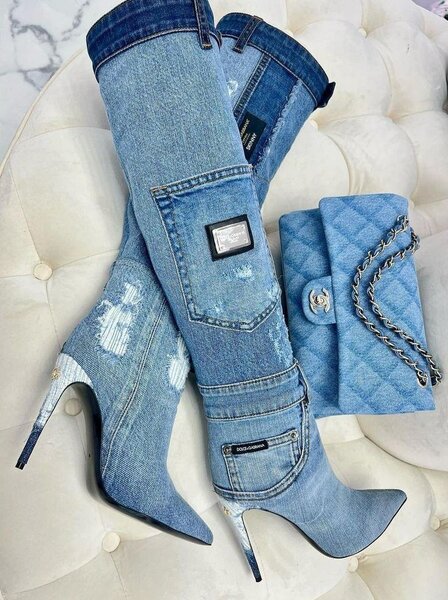 Bottes hautes en jean