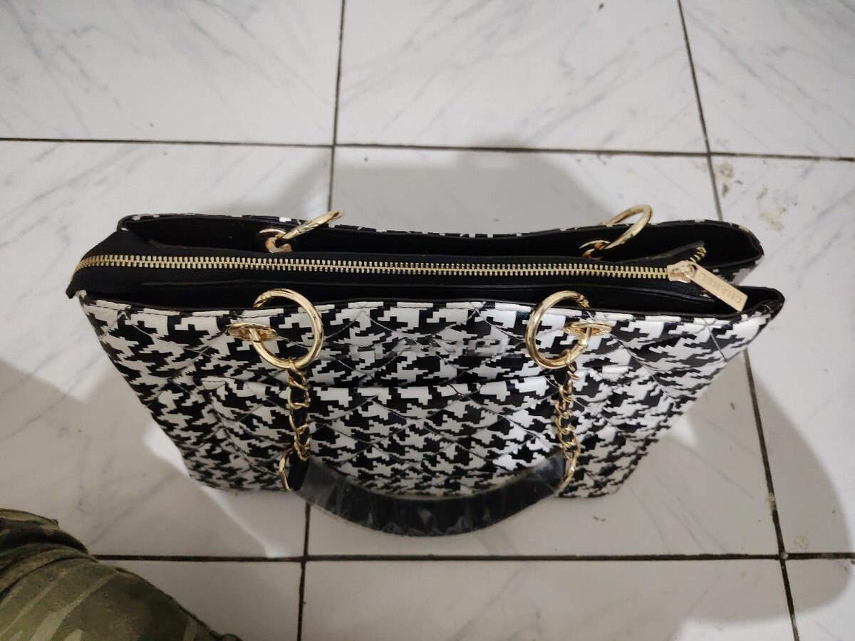 Sac à main motif pied-de-poule