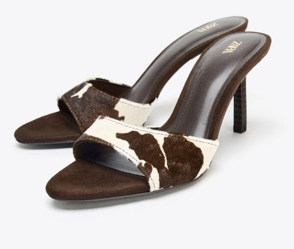 Mules à talons style vache