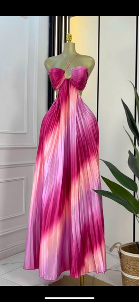Robe Longue Plissée Dégradée