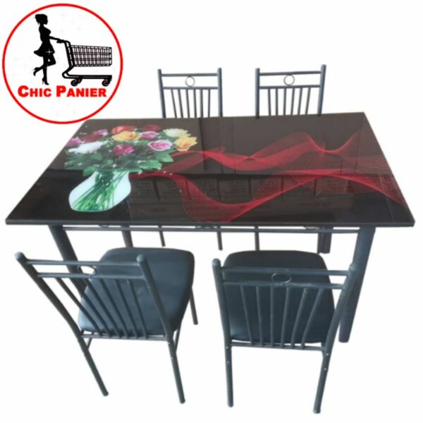 Table à Manger Vitrée Avec 4 Chaises metalique