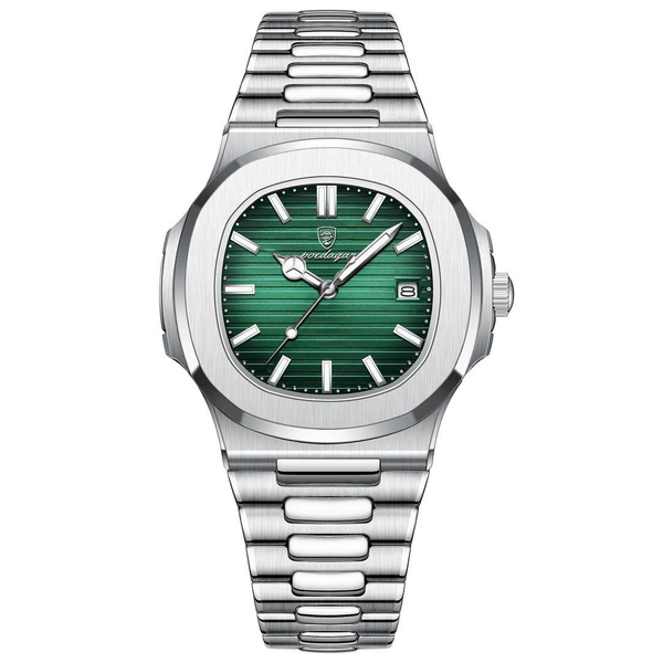 silver green watch
