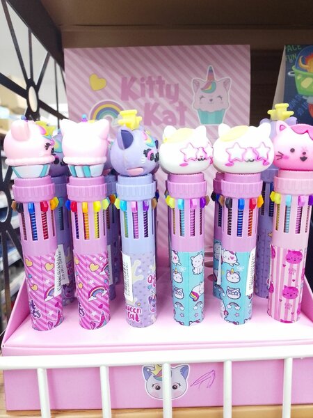 Stylos multicolores licorne chat
