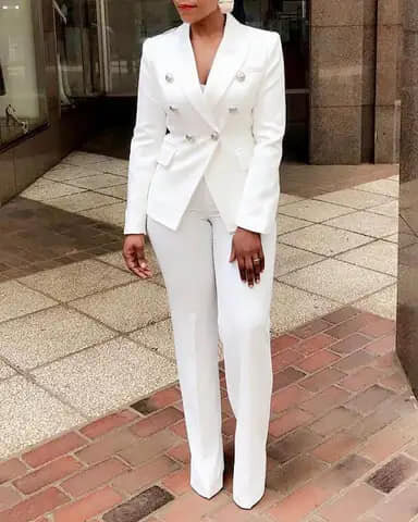 Two-piece suit for women, white