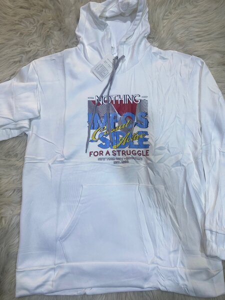 Sweat à Capuche Blanc Imprimé