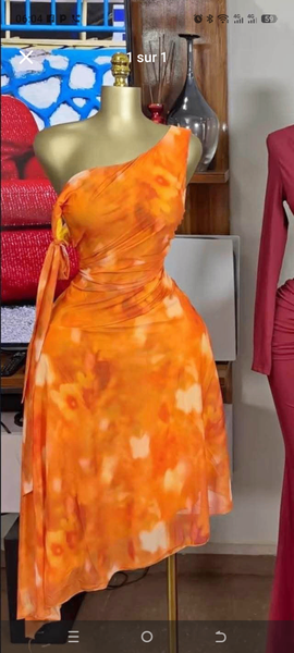 Robe Asymétrique Orange Été