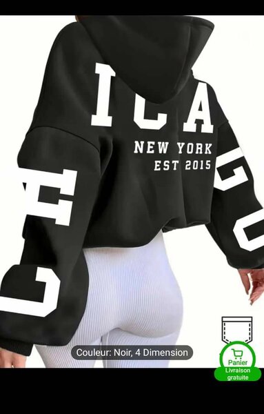 Sweat à Capuche Imprimé Chic