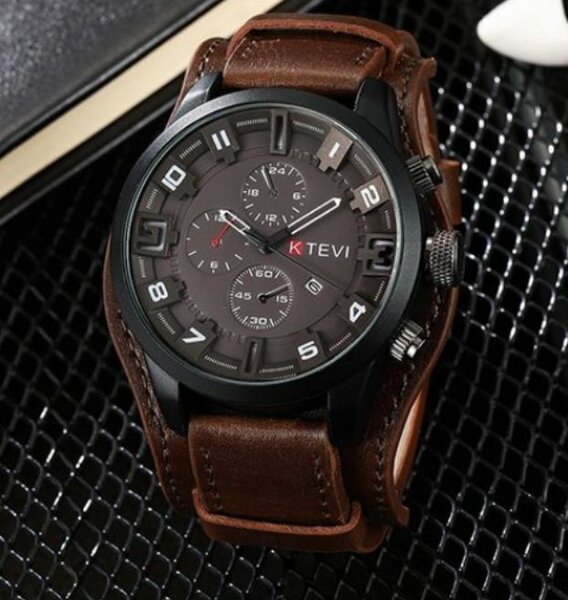 Men's high quality leather strap watch