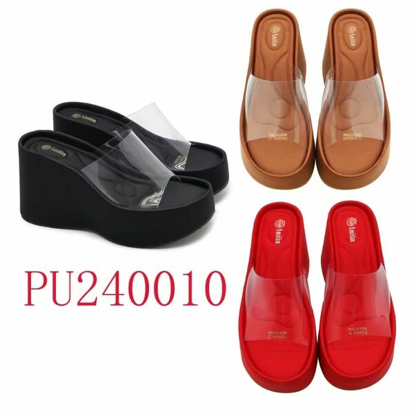 Sandales compensées transparentes