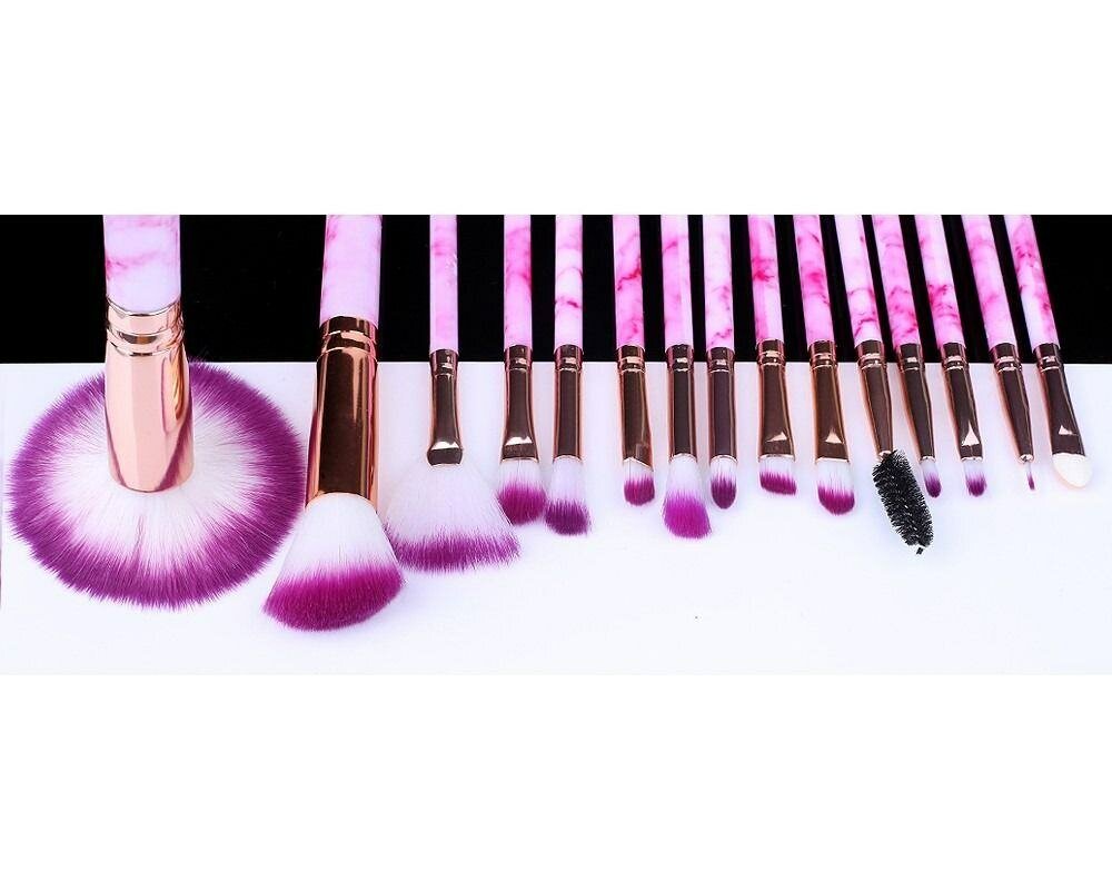 15pcs Marble Makeup Brushes Tool Natural Brush Set Kit