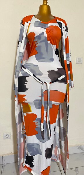 Robe longue à motifs géométriques