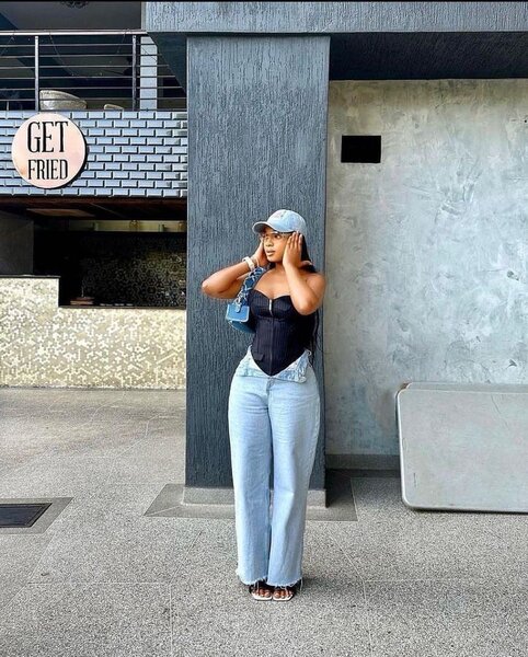 Jean large taille haute femme