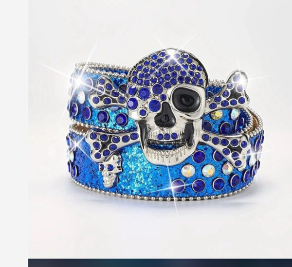 Ceinture tête de mort strass