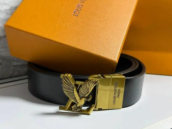 Ceinture Louis Vuitton Paris homme en cuir noir
