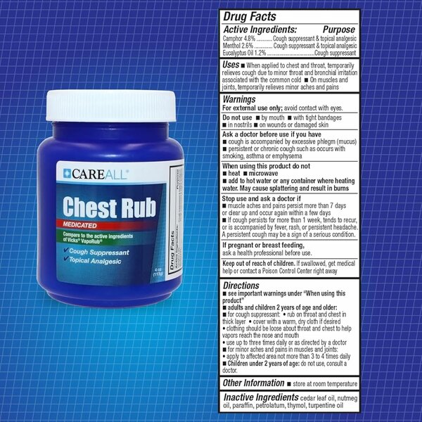 Care All Chest Rub. ( Cough Suppresant & Topical Analgesic)