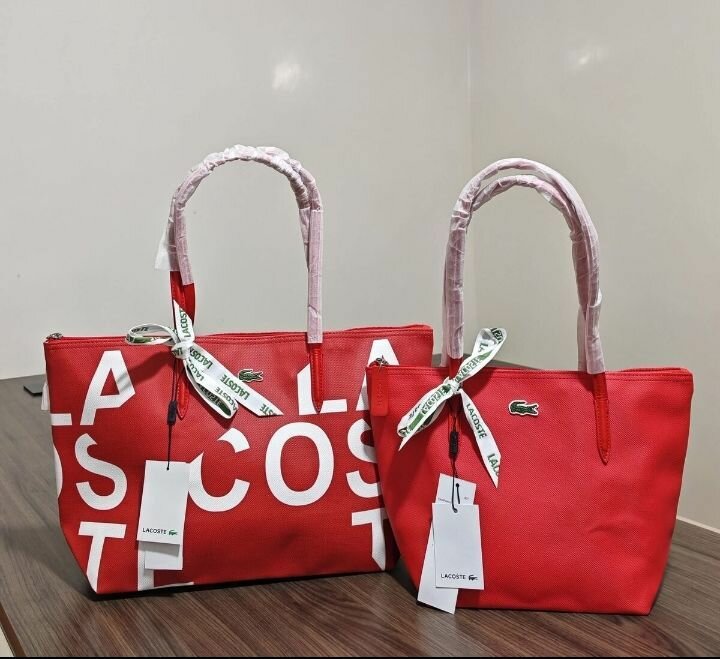 Sac cabas Lacoste rouge et rose