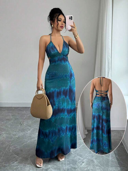 Robe longue bleue élégante