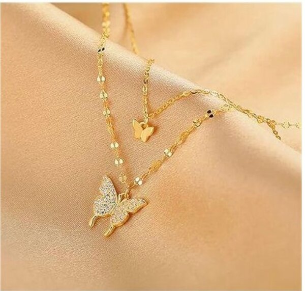 Collier Papillon Doré Double