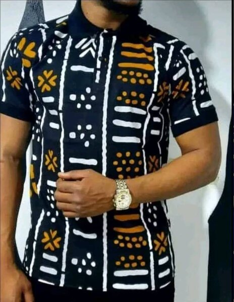 Polo homme motif africain