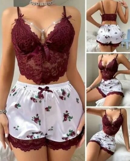 Ensemble de lingerie en dentelle et satin