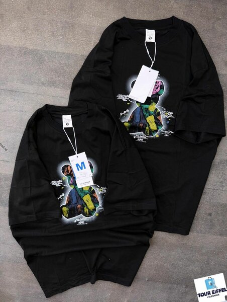 T-shirts noirs imprimés unisexes