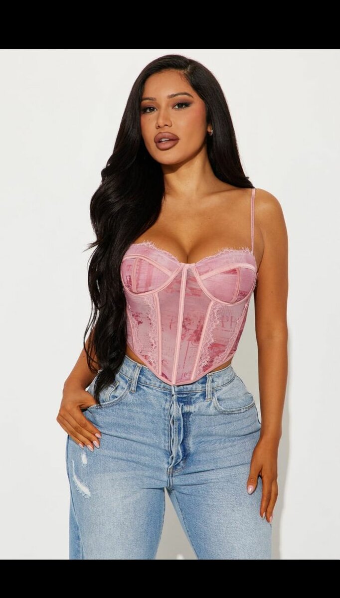 Corset Bustier en Dentelle Rose