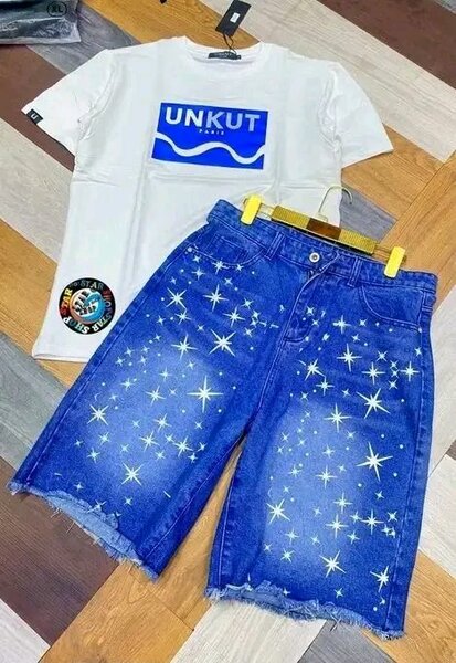 Jupe courte en jean étoilé pour homme