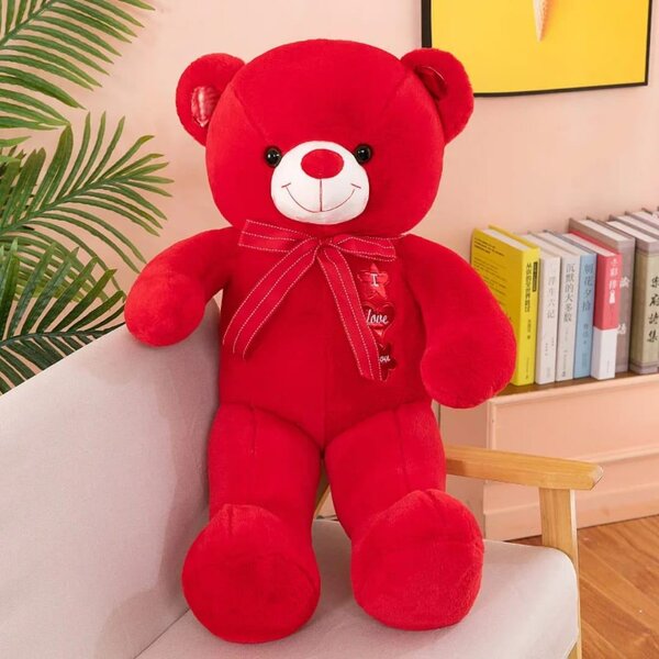 Ours en peluche rouge géant