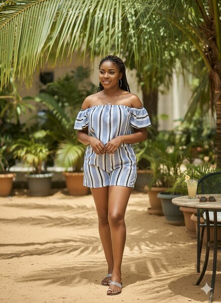 Combi-short rayé d'été