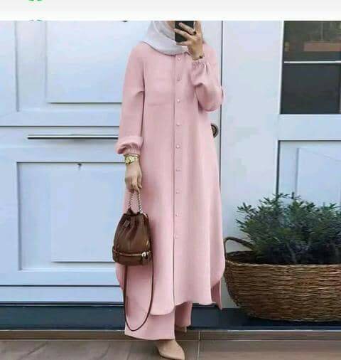 Abaya longue élégante rose