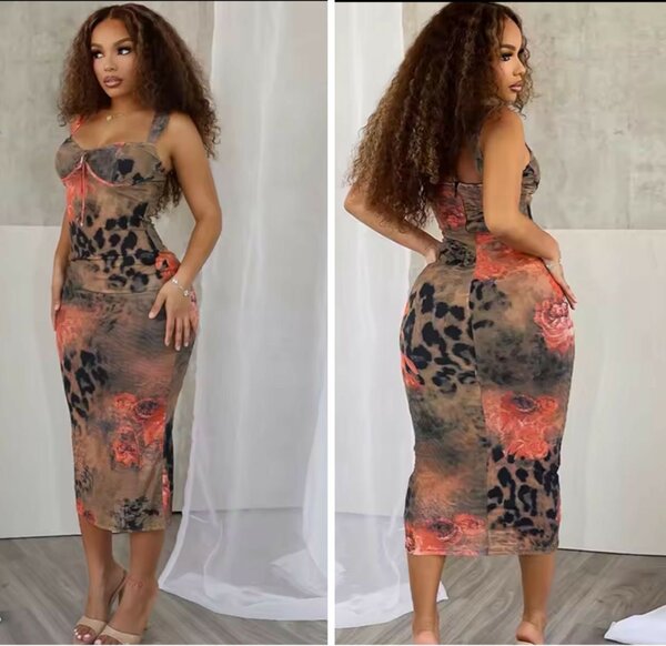 Robe moulante imprimée léopard