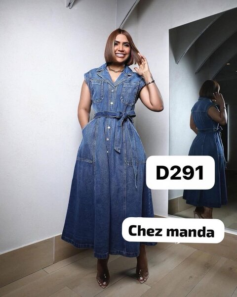 Robe longue en denim D291